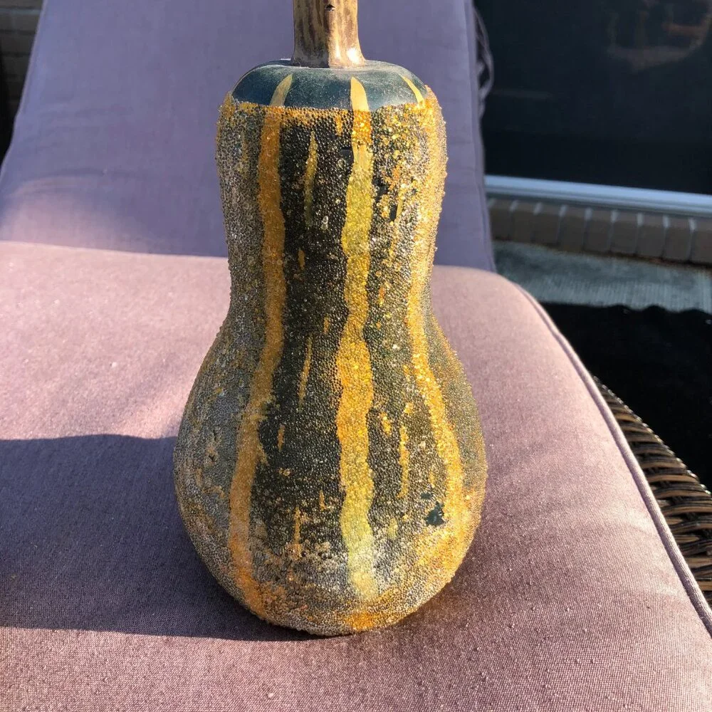 Pottery Barn Gourd Candles Sparkle Glitter New Bundle set of 2 LARGE